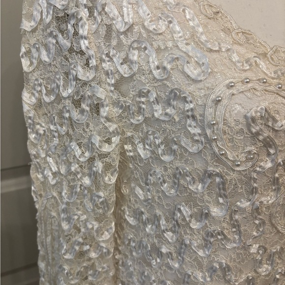 Vintage white lace beaded long sleeve blouse size L - Picture 5 of 16